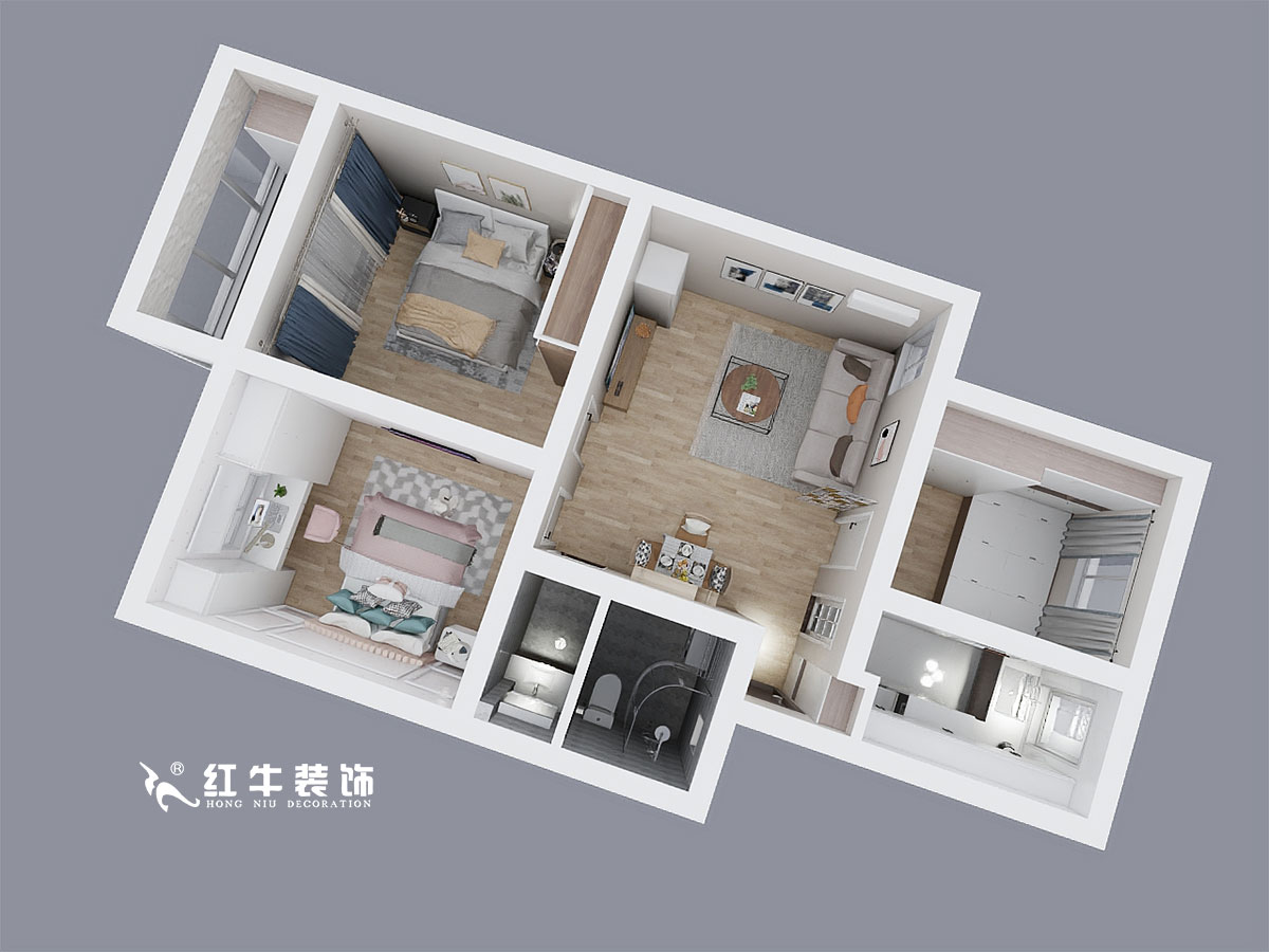 陆利民_红枫新村7-3-406-85㎡-现代风格_鸟瞰图